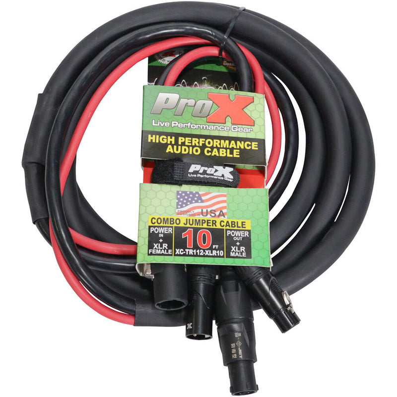 ProX Dual Powerkon to 3-Pin XLR Dual Combo Link Jumper Cable (10')