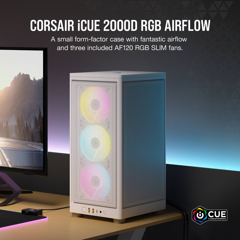 Corsair iCUE 2000D RGB AIRFLOW ITX Tower Case (White)
