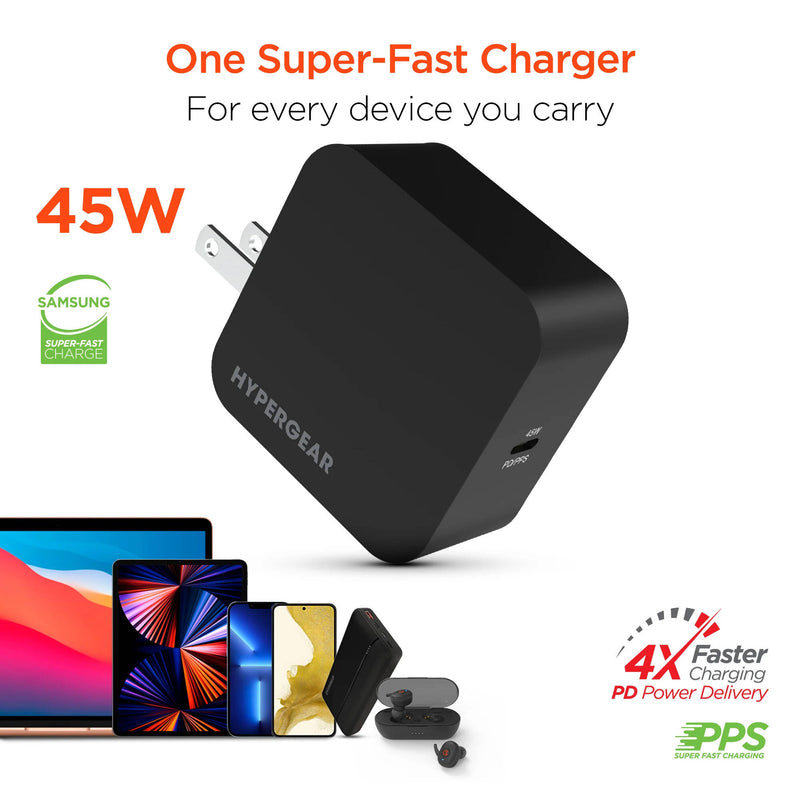 HyperGear SpeedBoost 45W USB-C PD/PPS AC Charger