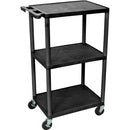 Luxor Three-Shelf Plastic Utility Cart 42" (Black)