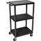 Luxor Three-Shelf Plastic Utility Cart 42" (Black)