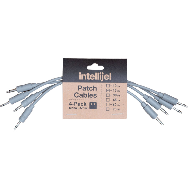 intellijel 3.5mm Patch Cable (5.9", Gray, 4-Pack)