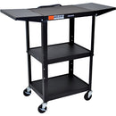 Luxor Adjustable-Height Steel Utility Cart With Drop Leaf Shelves (Black)