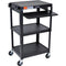 Luxor Adjustable-Height Steel Utility Cart With Keyboard Tray (Black)
