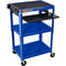 Luxor Adjustable-Height Steel Utility Cart With Keyboard Tray (Royal Blue)