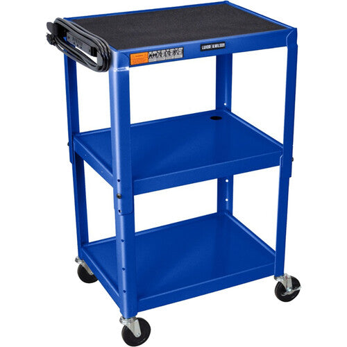 Luxor Adjustable-Height Steel Utility Cart (Royal Blue)