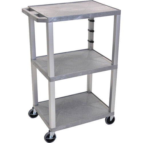 Luxor Three-Shelf Plastic Utility Cart 42" (Gray)