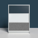 Luxor Modular Room Divider Starter Wall (53" x 70", Silver, Wide Paneling)