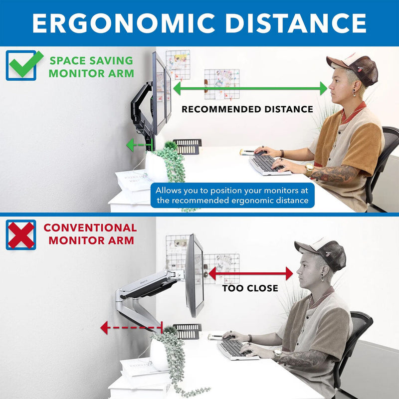 Mount-It! MI-4884B Dual Monitor Desk Mount with Low Profile Gas Spring Arms