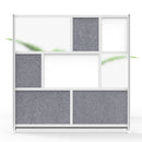 Luxor Modular Room Divider Starter Wall with Whiteboard (70 x 70", Silver)