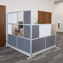 Luxor Modular Room Divider Starter Wall with Whiteboard (70 x 70", Silver)