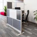 Luxor Modular Room Divider Starter Wall with Whiteboard (70 x 70", Silver)