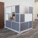 Luxor Modular Room Divider Starter Wall with Whiteboard (70 x 70", Silver)