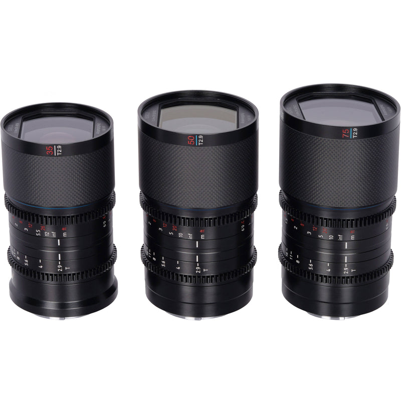 Sirui Saturn T2.9 1.6x Carbon Fiber Full-Frame Anamorphic 3-Lens Set (DJI DL, Blue Flare)