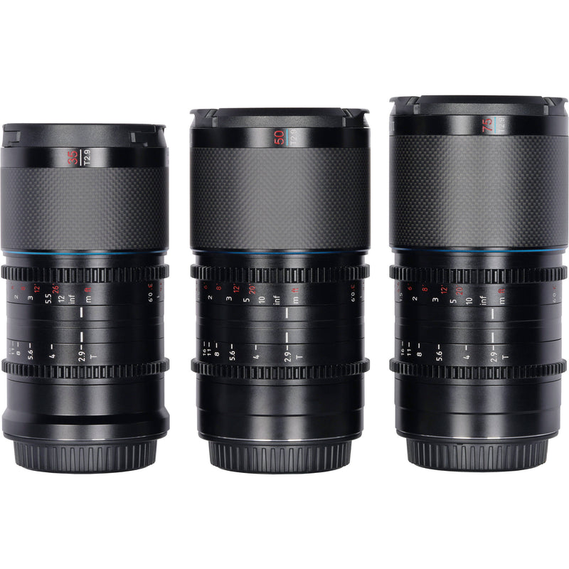 Sirui Saturn T2.9 1.6x Carbon Fiber Full-Frame Anamorphic 3-Lens Set (Nikon Z, Blue Flare)