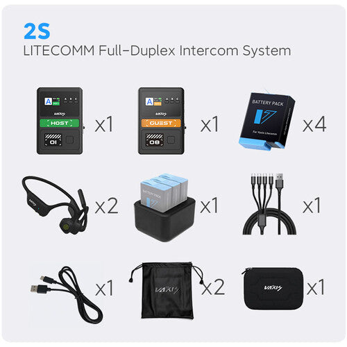Vaxis Litecomm V1 2S Full-Duplex Wireless Intercom System with Two Headsets (1.9 GHz)