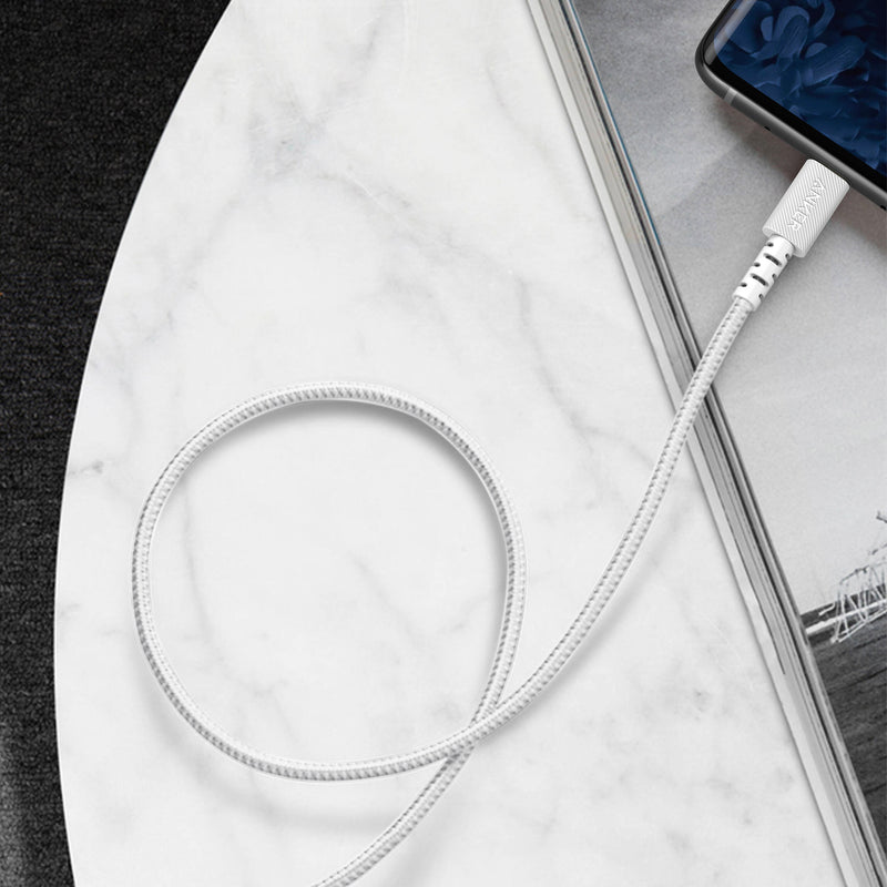 ANKER Powerline Select+ Braided USB-A to Lightning Cable (6', White)