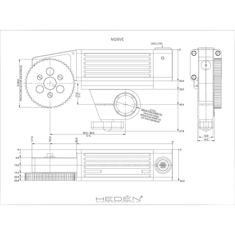 HEDEN M26VE 256-3.3k Lens Motor with Dual-Pin Hub