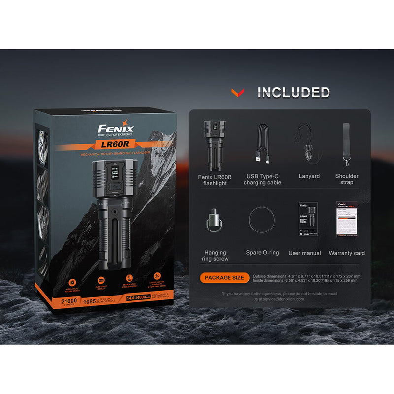 Fenix Flashlight LR60R Rotary Switch Rechargeable Searchlight