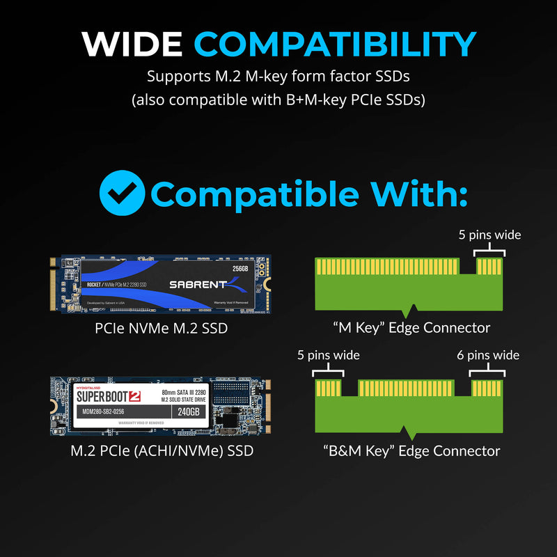 Sabrent NVMe M.2 SSD to PCIe Adapter Card with Aluminum Heatsink