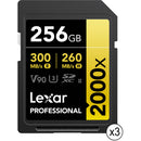 Lexar 256GB Professional 2000x UHS-II SDXC Memory Card (3-Pack)