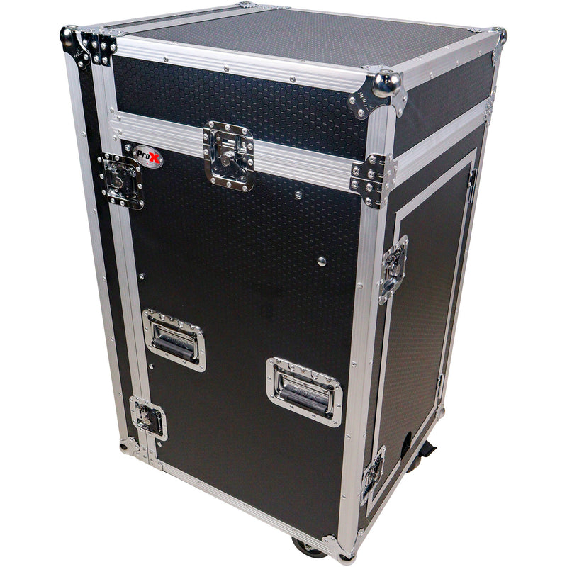 ProX T-18MRSS DJ Combo Flight Case with Wheels (18 RU Vertical Rack, 10 RU Top Mixer Rack)