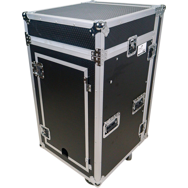 ProX T-18MRSS DJ Combo Flight Case with Wheels (18 RU Vertical Rack, 10 RU Top Mixer Rack)