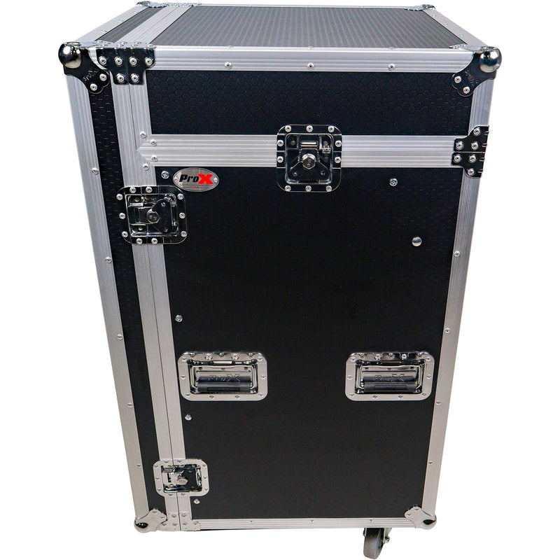 ProX T-18MRSS DJ Combo Flight Case with Wheels (18 RU Vertical Rack, 10 RU Top Mixer Rack)