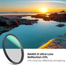 K&F Concept Nano-X Series Ultra-Low Reflection CPL Filter (62mm)