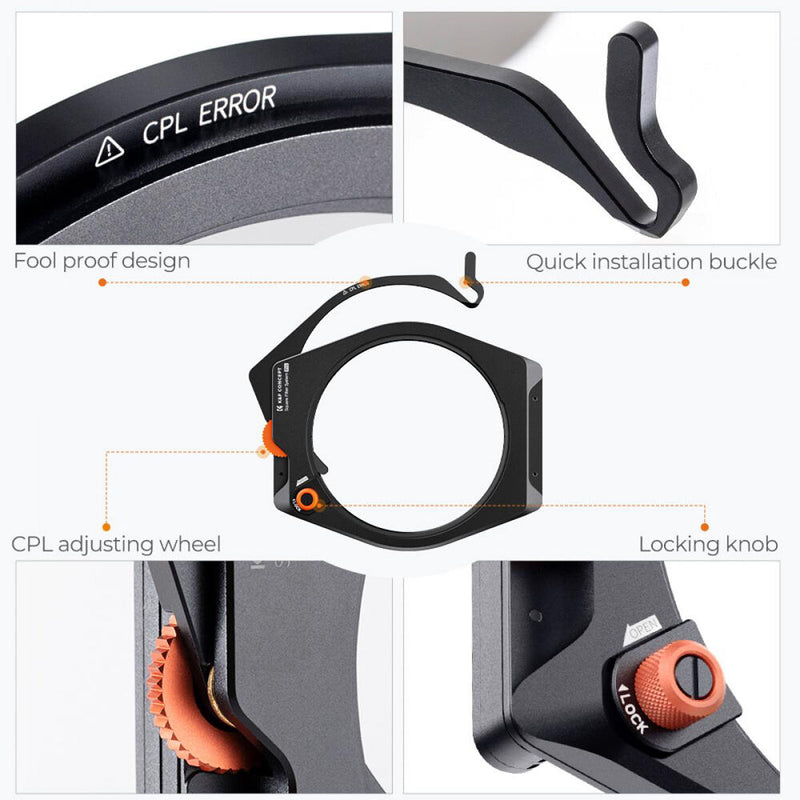 K&F Concept Nano-X Pro Square Filter Holder System (95mm CPL, ND1000, Soft Grad ND8)