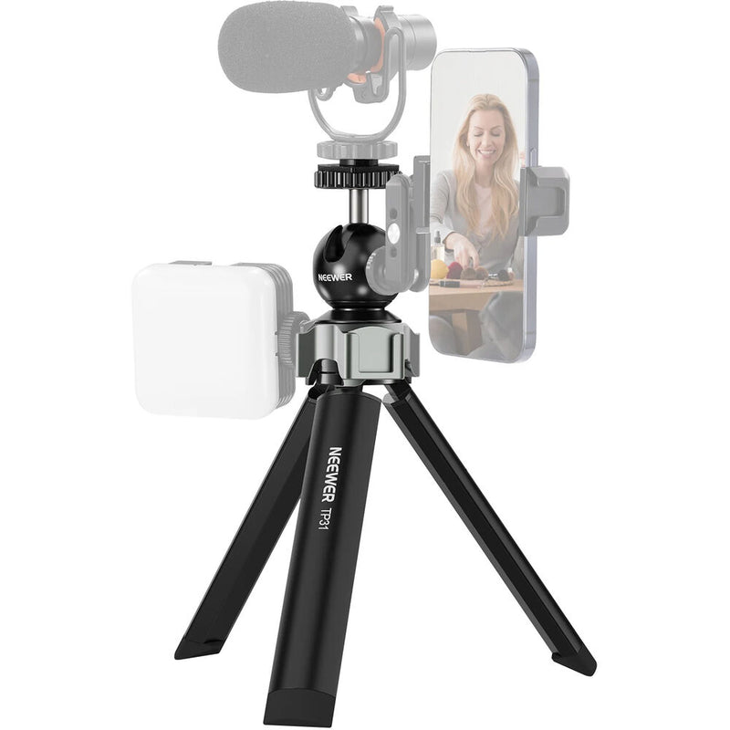 Neewer TP31 Metal Mini Tripod with Cold Shoe Ball Head Mount