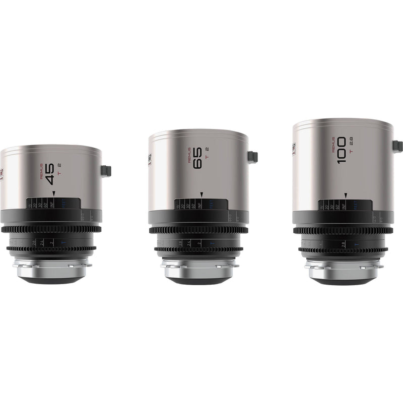 BLAZAR LENS Remus 45/65/100mm T2.0 Full-Frame 1.5x Anamorphic 3-Lens Kit with Case (Canon EF, Blue Flare)
