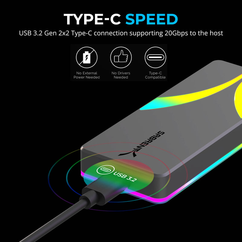 Sabrent Rocket RGB USB-C M.2 SATA/NVMe SSD Enclosure