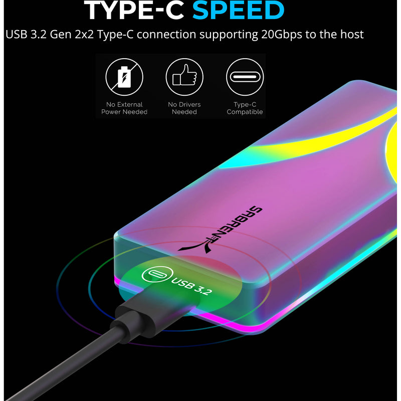 Sabrent Rocket RGB USB-C M.2 SATA/NVMe SSD Enclosure (Special Edition)