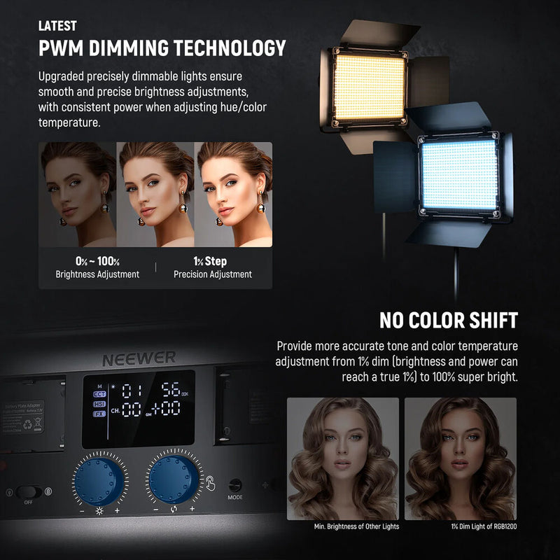 Neewer RGB1200 RGB LED Light Panel (2-Light Kit)