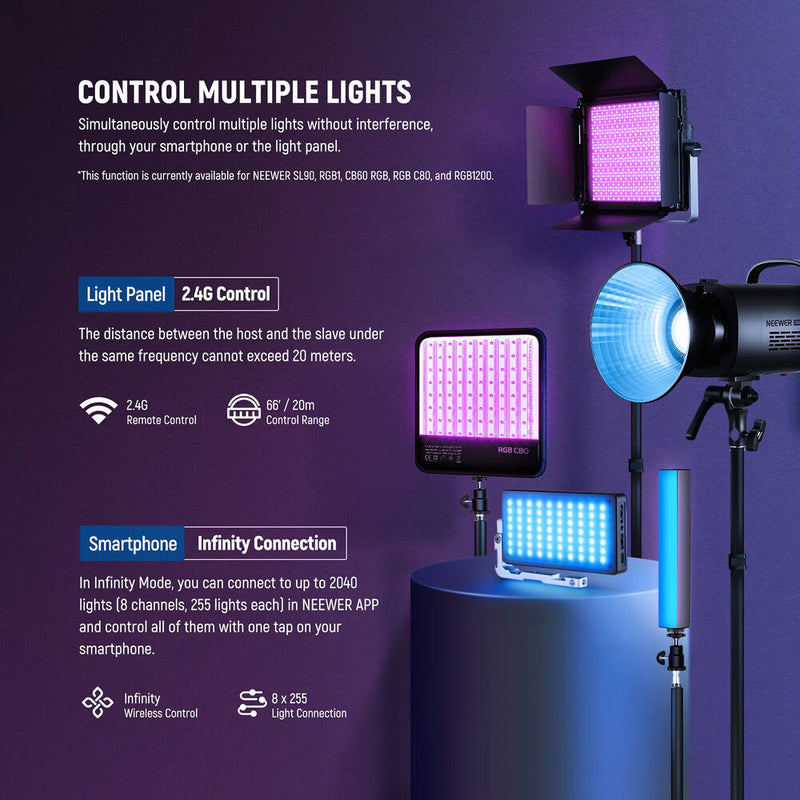 Neewer RGB1200 RGB LED Light Panel (2-Light Kit)
