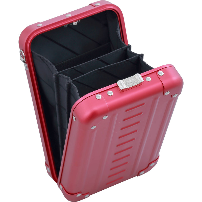 Aleon Vertical Aluminum Hard-Shell Cross-Body Bag (Ruby)