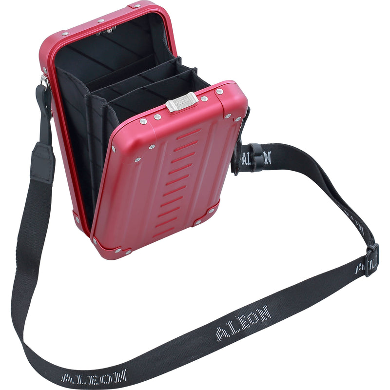 Aleon Vertical Aluminum Hard-Shell Cross-Body Bag (Ruby)
