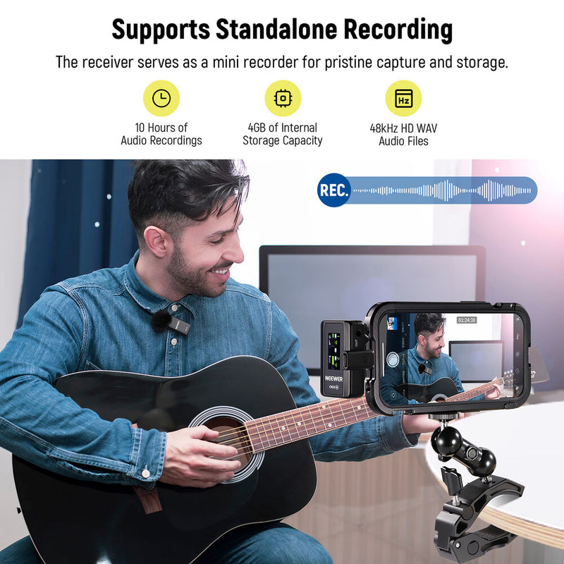 Neewer CM28 2-Person Wireless Microphone System for Cameras and Mobile Devices (2.4 GHz)