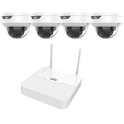 Uniview 4-Channel 2MP Wi-Fi NVR with Four 2MP Wi-Fi Dome Cameras (No HDD)