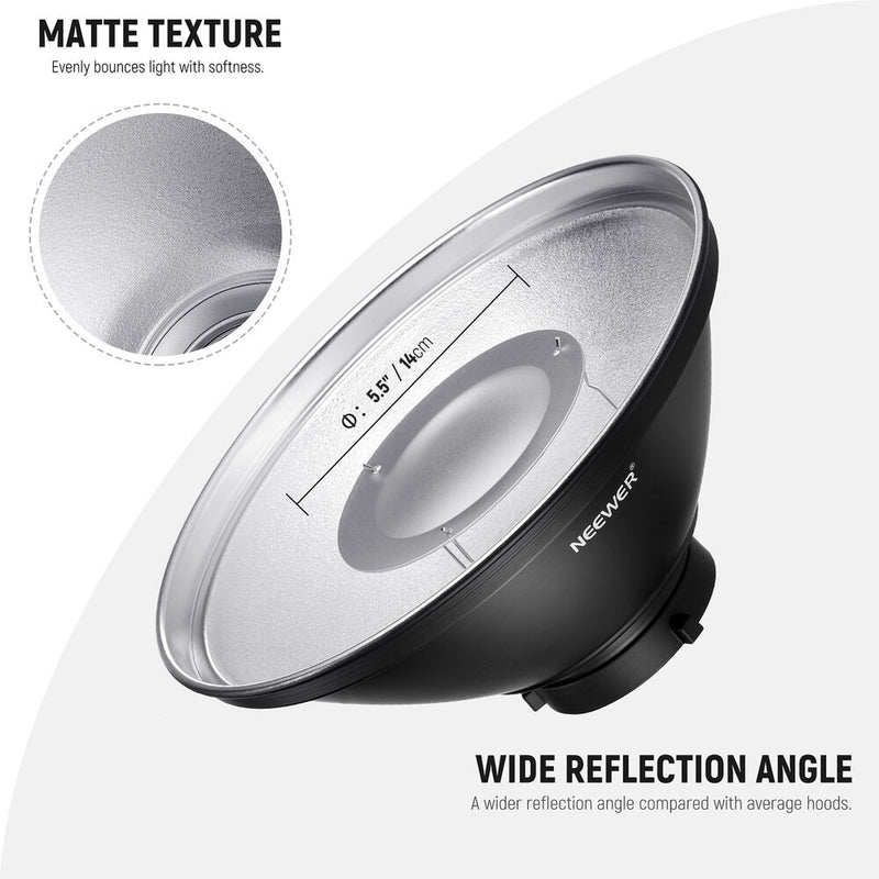 Neewer Beauty Dish with Diffuser and Honeycomb Grid (12")