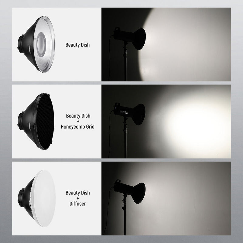 Neewer Beauty Dish with Diffuser and Honeycomb Grid (12")
