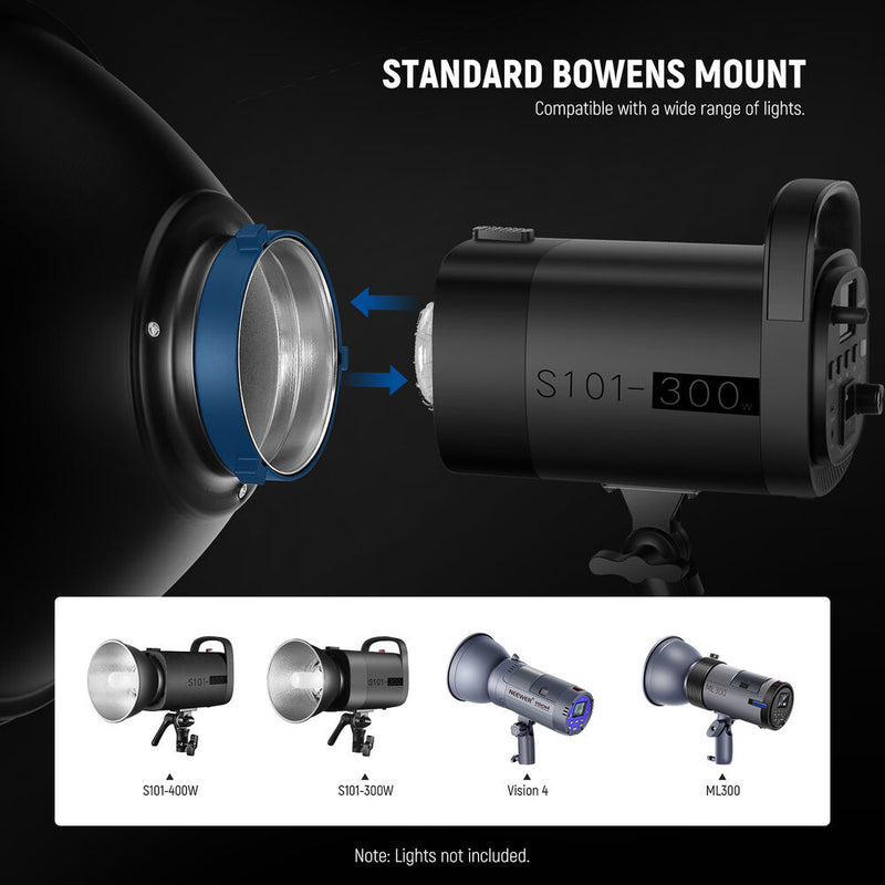 Neewer Beauty Dish with Diffuser and Honeycomb Grid (12")