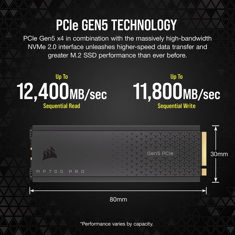 Corsair 1TB MP700 PRO NVMe PCIe 5.0 M.2 Internal SSD (Air Cooler)