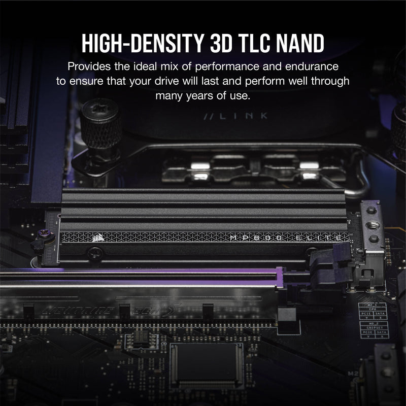 Corsair 2TB MP600 ELITE NVMe PCIe 4.0 M.2 Internal SSD (Heatsink)