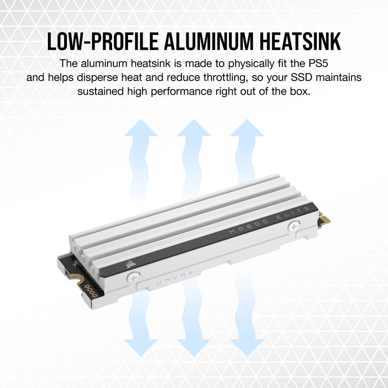 Corsair 1TB MP600 ELITE NVMe PCIe 4.0 M.2 Internal SSD (Heatsink, Optimized for PS5)