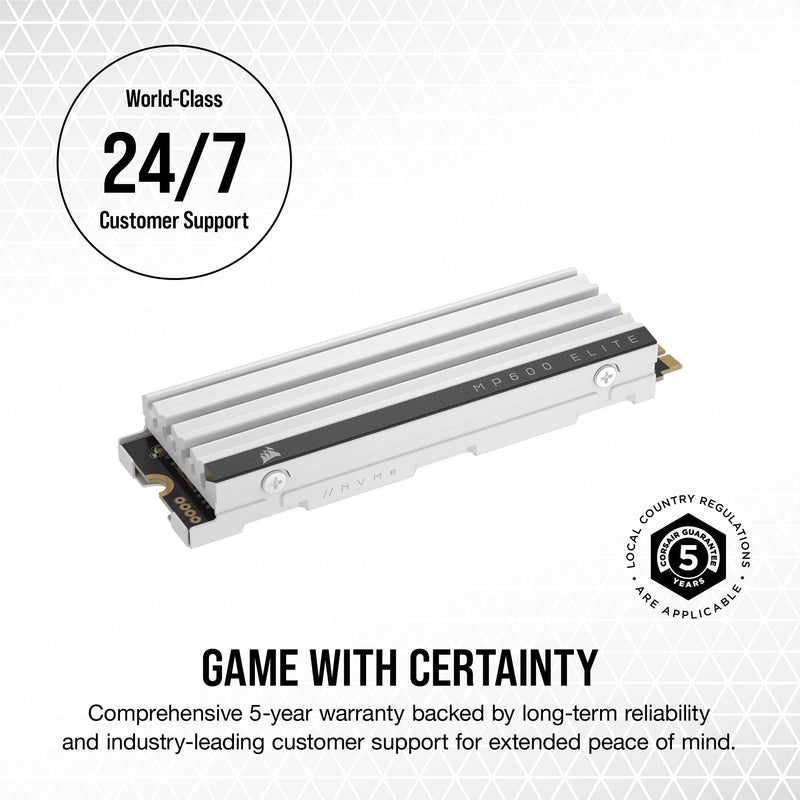 Corsair 1TB MP600 ELITE NVMe PCIe 4.0 M.2 Internal SSD (Heatsink, Optimized for PS5)