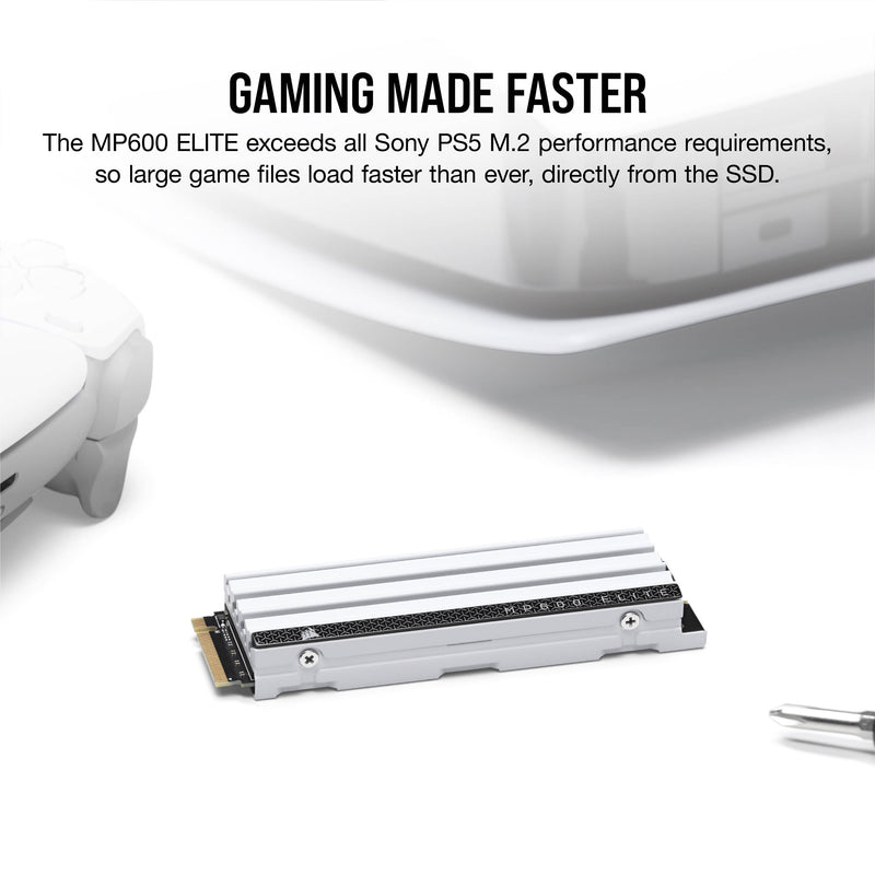 Corsair 2TB MP600 ELITE NVMe PCIe 4.0 M.2 Internal SSD (Heatsink, Optimized for PS5)