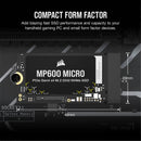 Corsair 1TB MP600 MICRO NVMe PCIe 4.0 M.2 Internal SSD