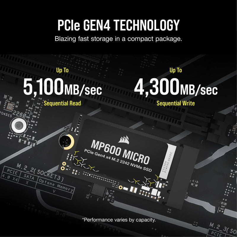 Corsair 1TB MP600 MICRO NVMe PCIe 4.0 M.2 Internal SSD
